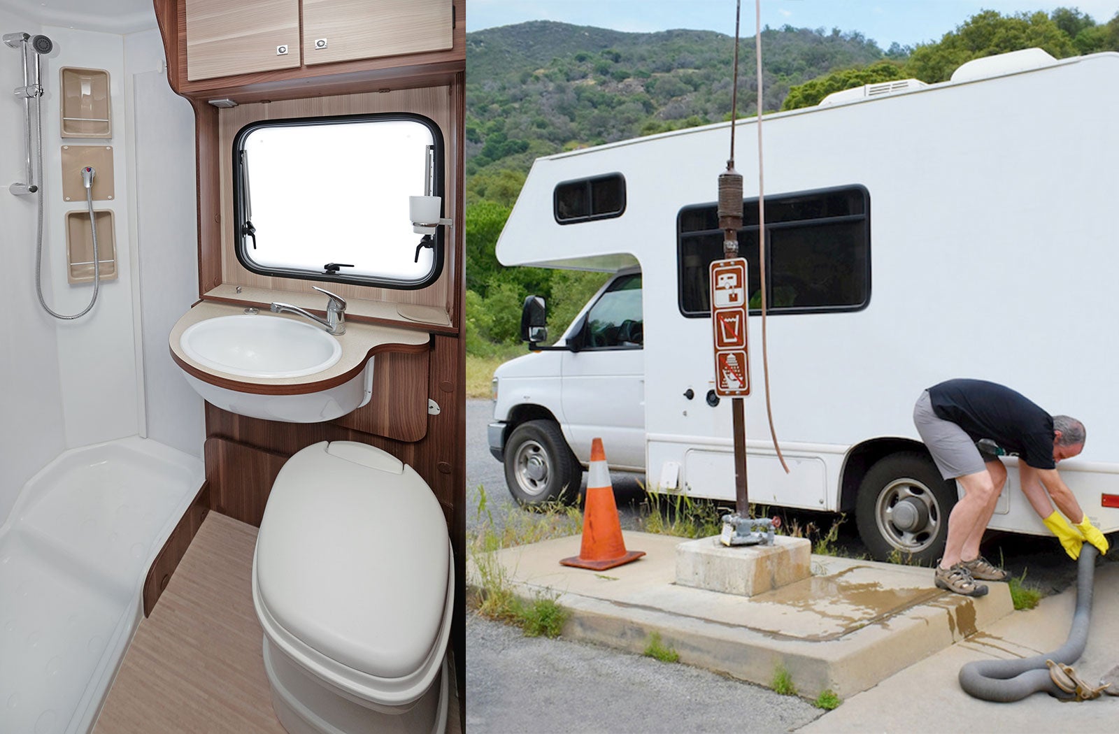 Portable RV/camper toilet and holding tank setup in Harrisonburg, Virginia